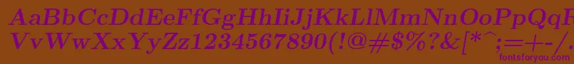 Lmromanslant10Bold Font – Purple Fonts on Brown Background