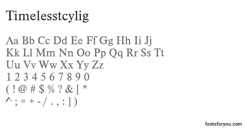 Schriftart Timelesstcylig – Alphabet, Zahlen, spezielle Symbole