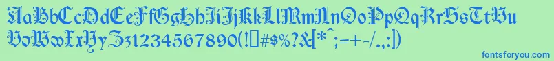 フォントCimbrian – 青い文字は緑の背景です。