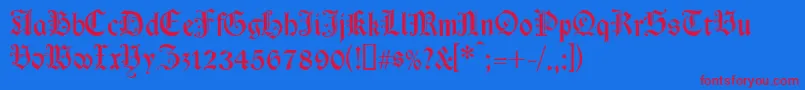 Cimbrian Font – Red Fonts on Blue Background