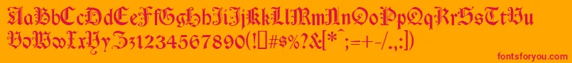 Cimbrian-Schriftart – Rote Schriften auf orangefarbenem Hintergrund