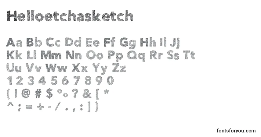 A fonte Helloetchasketch – alfabeto, números, caracteres especiais