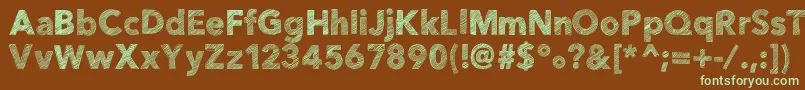 フォントHelloetchasketch – 緑色の文字が茶色の背景にあります。