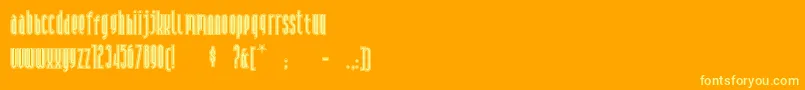 Andironoutline-Schriftart – Gelbe Schriften auf orangefarbenem Hintergrund