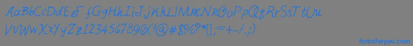 フォントJustmai – 灰色の背景に青い文字