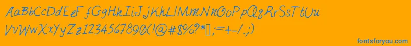 フォントJustmai – オレンジの背景に青い文字