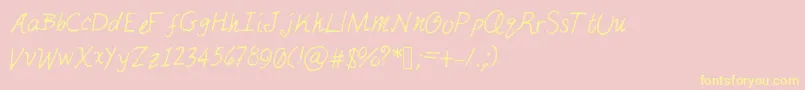 Justmai-Schriftart – Gelbe Schriften auf rosa Hintergrund