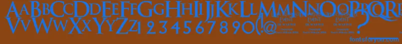 AnUnfortunateEventDewarped Font – Blue Fonts on Brown Background