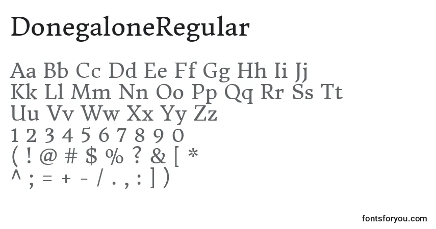 Schriftart DonegaloneRegular – Alphabet, Zahlen, spezielle Symbole