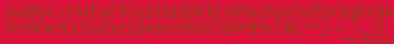 フォントDonegaloneRegular – 赤い背景に茶色の文字
