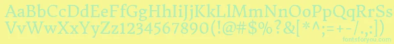 フォントDonegaloneRegular – 黄色い背景に緑の文字