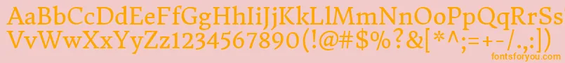 フォントDonegaloneRegular – オレンジの文字がピンクの背景にあります。