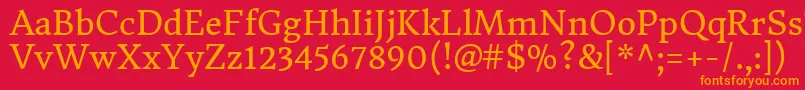 DonegaloneRegular Font – Orange Fonts on Red Background