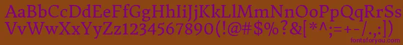 DonegaloneRegular Font – Purple Fonts on Brown Background