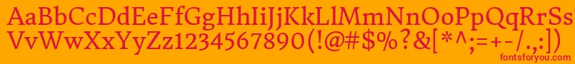 フォントDonegaloneRegular – オレンジの背景に赤い文字