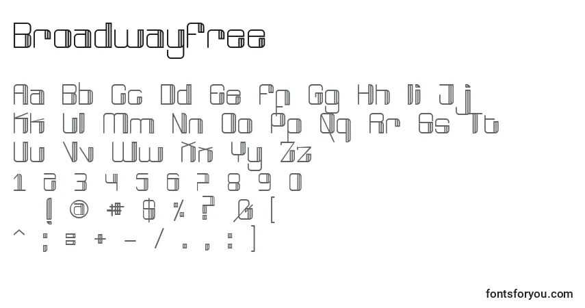 BroadwayFree Font – alphabet, numbers, special characters