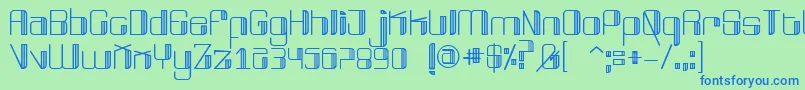 BroadwayFree-Schriftart – Blaue Schriften auf grünem Hintergrund