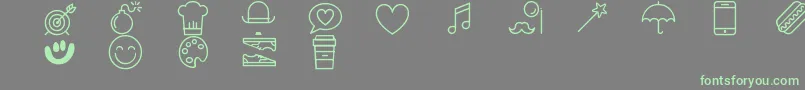 LetMeTakeASelfie-Schriftart – Grüne Schriften auf grauem Hintergrund