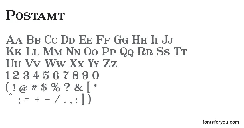 Шрифт Postamt – алфавит, цифры, специальные символы