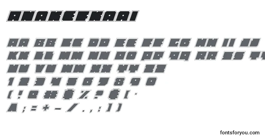 Schriftart Anakefkaai – Alphabet, Zahlen, spezielle Symbole