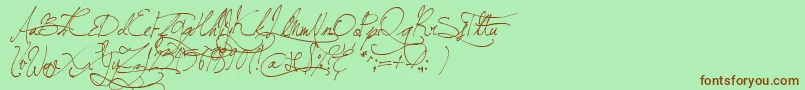 Fonte JellykaBeesAntiqueHandwriting – fontes marrons em um fundo verde