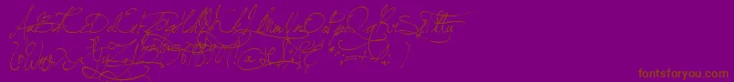 Fonte JellykaBeesAntiqueHandwriting – fontes marrons em um fundo roxo