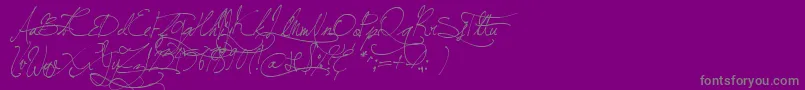 Fonte JellykaBeesAntiqueHandwriting – fontes cinzas em um fundo violeta