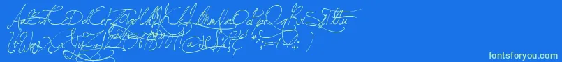 Fonte JellykaBeesAntiqueHandwriting – fontes verdes em um fundo azul