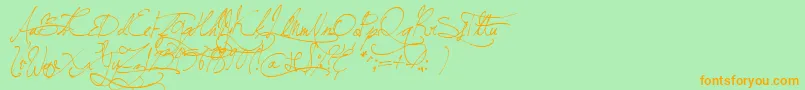 Fonte JellykaBeesAntiqueHandwriting – fontes laranjas em um fundo verde