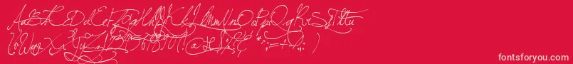 JellykaBeesAntiqueHandwriting Font – Pink Fonts on Red Background