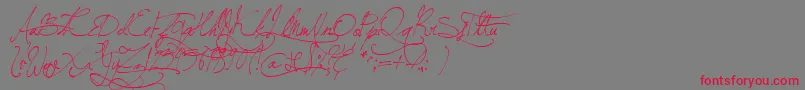 JellykaBeesAntiqueHandwriting Font – Red Fonts on Gray Background