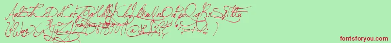 JellykaBeesAntiqueHandwriting-Schriftart – Rote Schriften auf grünem Hintergrund