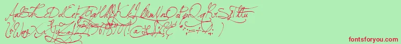 Fonte JellykaBeesAntiqueHandwriting – fontes vermelhas em um fundo verde