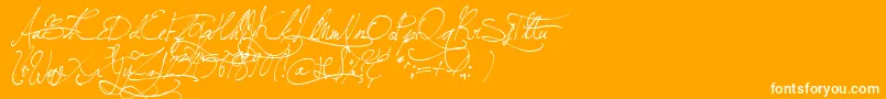 JellykaBeesAntiqueHandwriting Font – White Fonts on Orange Background