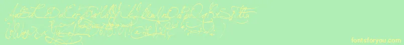 JellykaBeesAntiqueHandwriting Font – Yellow Fonts on Green Background
