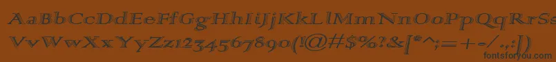 フォントAlpharev – 黒い文字が茶色の背景にあります