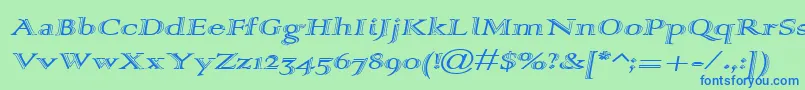 Czcionka Alpharev – niebieskie czcionki na zielonym tle