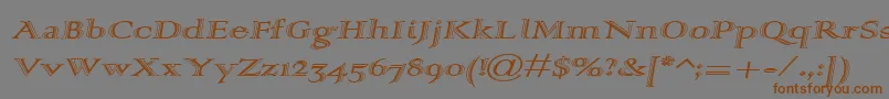 フォントAlpharev – 茶色の文字が灰色の背景にあります。