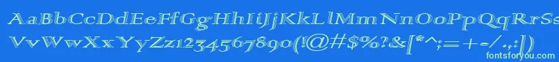 Alpharev Font – Green Fonts on Blue Background