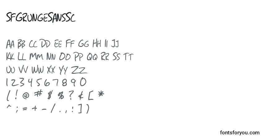 Fuente SfGrungeSansSc - alfabeto, números, caracteres especiales