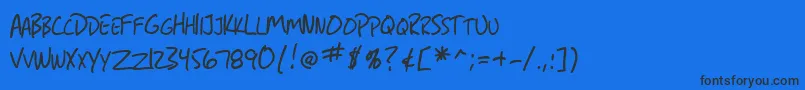 Więcej informacji o czcionce SfGrungeSansSc Czcionka SfGrungeSansSc – czarne czcionki na niebieskim tle