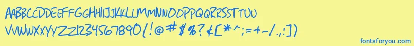Czcionka SfGrungeSansSc – niebieskie czcionki na żółtym tle