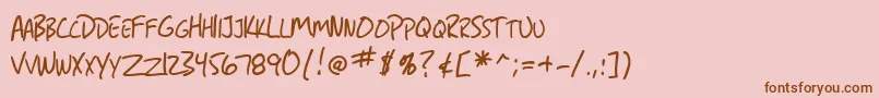 Weitere Informationen zur SfGrungeSansSc-Schriftart SfGrungeSansSc-Schriftart – Braune Schriften auf rosa Hintergrund