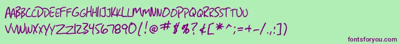 SfGrungeSansSc Font – Purple Fonts on Green Background