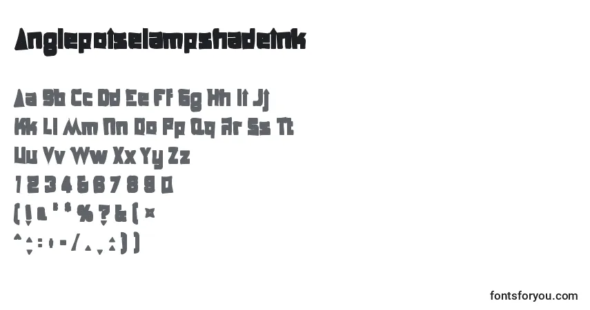 A fonte Anglepoiselampshadeink – alfabeto, números, caracteres especiais