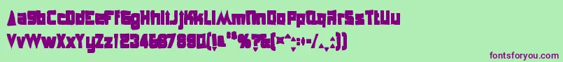 フォントAnglepoiselampshadeink – 緑の背景に紫のフォント