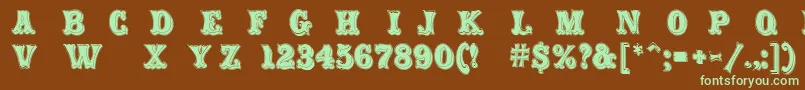 CarnivalRimmed-fontti – vihreät fontit ruskealla taustalla