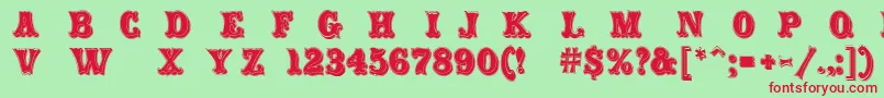 CarnivalRimmed Font – Red Fonts on Green Background