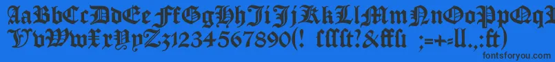 Fonte Manuskriptgotisch – fontes pretas em um fundo azul
