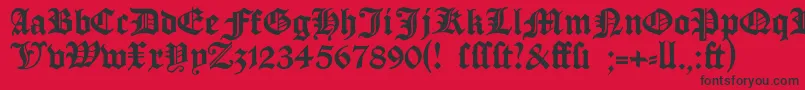 Fonte Manuskriptgotisch – fontes pretas em um fundo vermelho